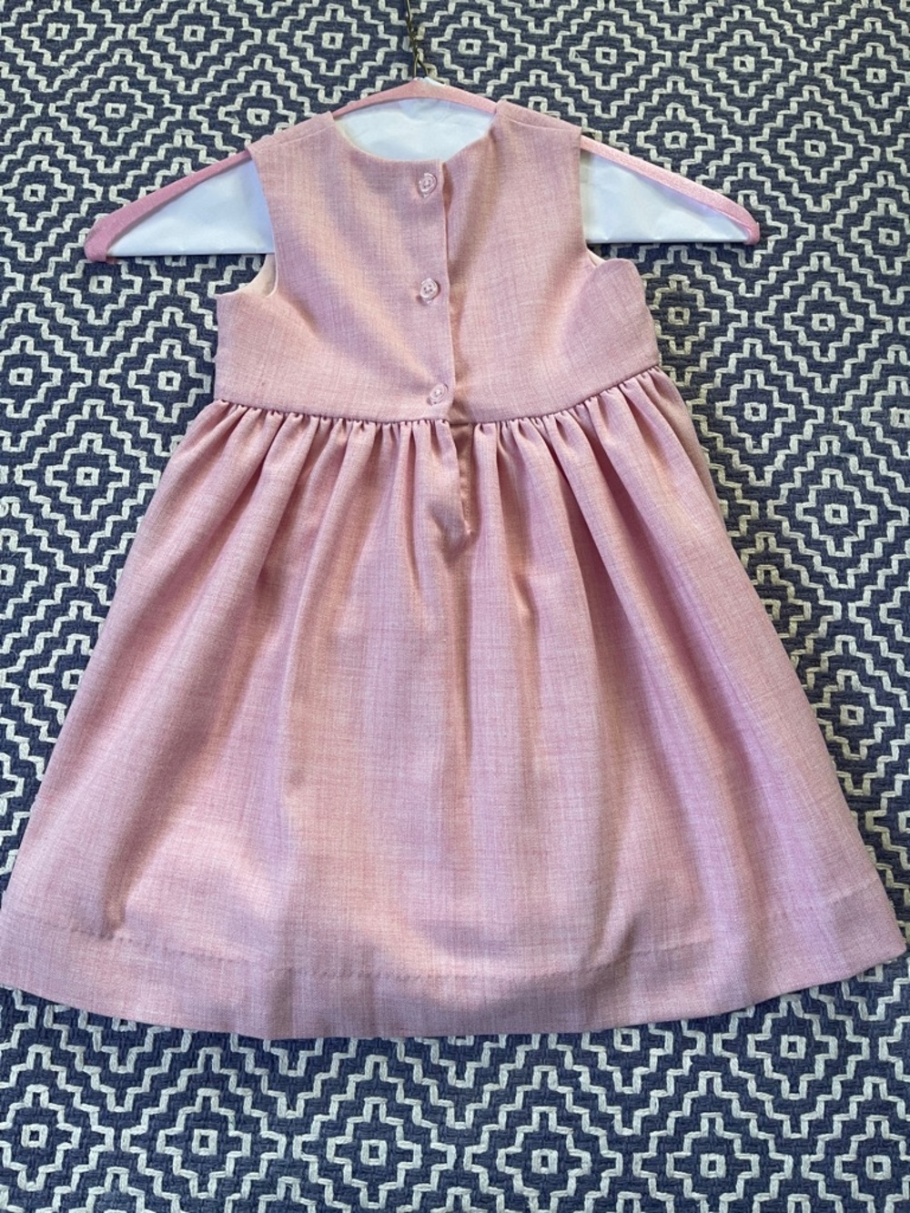 Rachel Riley Classic Sleeveless Pink Bow-Accent Kids Dress - Picture 3 of 3
